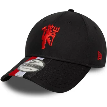 Cap išlenkta black adjustable strap 9FORTY Stripe Manchester United Football Club Premier League New Era