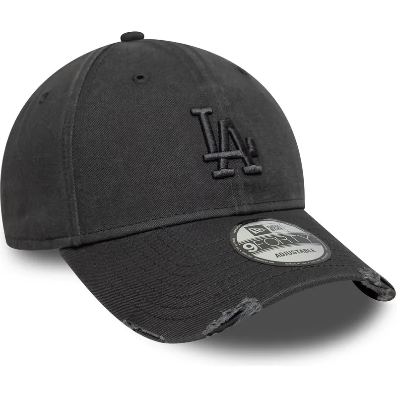 szara-regulowana-czapka-z-zakrzywionym-daszkiem-z-szarym-logo-9forty-wash-distress-los-angeles-dodgers-mlb-new-era
