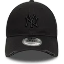 new-era-curved-brim-black-logo-9forty-wash-distress-new-york-yankees-mlb-black-adjustable-cap