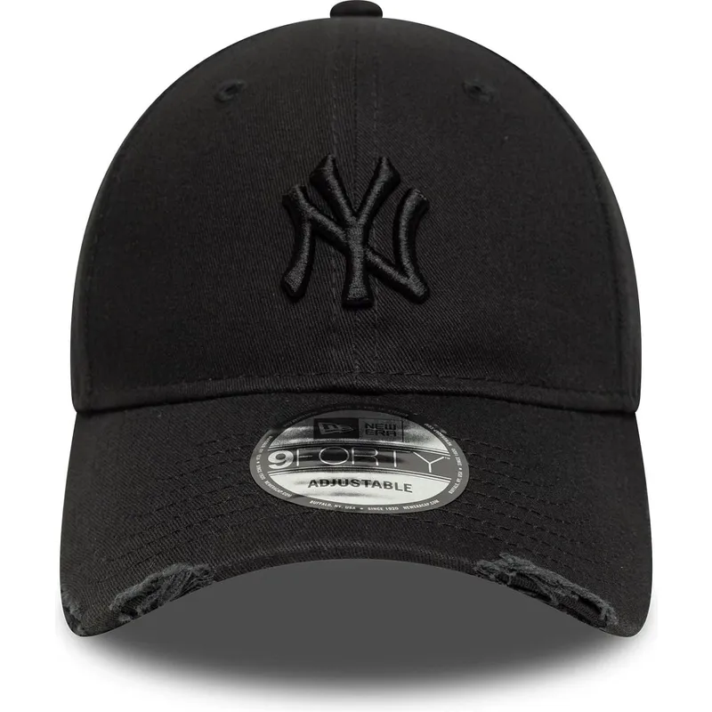 kepure-islenkta-juoda-reguliuojama-juostele-9forty-wash-distress-new-york-yankees-mlb-new-era