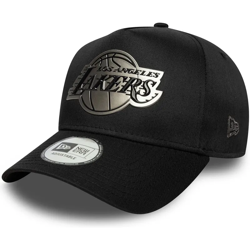 gorra-curva-negra-snapback-9forty-e-frame-metallic-de-los-angeles-lakers-nba-de-new-era