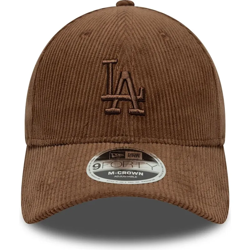 brazowa-regulowana-czapka-z-zakrzywionym-daszkiem-z-brazowym-logo-9forty-m-crown-cord-los-angeles-dodgers-mlb-od-new-era