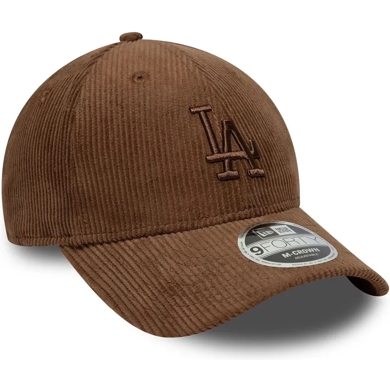 brazowa-regulowana-czapka-z-zakrzywionym-daszkiem-z-brazowym-logo-9forty-m-crown-cord-los-angeles-dodgers-mlb-od-new-era