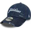 kepure-islenkta-melyna-reguliuojamas-9twenty-denim-distress-new-york-yankees-mlb-new-era