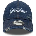 kepure-islenkta-melyna-reguliuojamas-9twenty-denim-distress-new-york-yankees-mlb-new-era