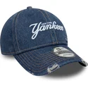 kepure-islenkta-melyna-reguliuojamas-9twenty-denim-distress-new-york-yankees-mlb-new-era