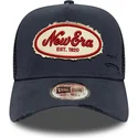 kepure-islenkta-tamsiai-melyna-snapback-a-frame-oval-canvas-distress-new-era