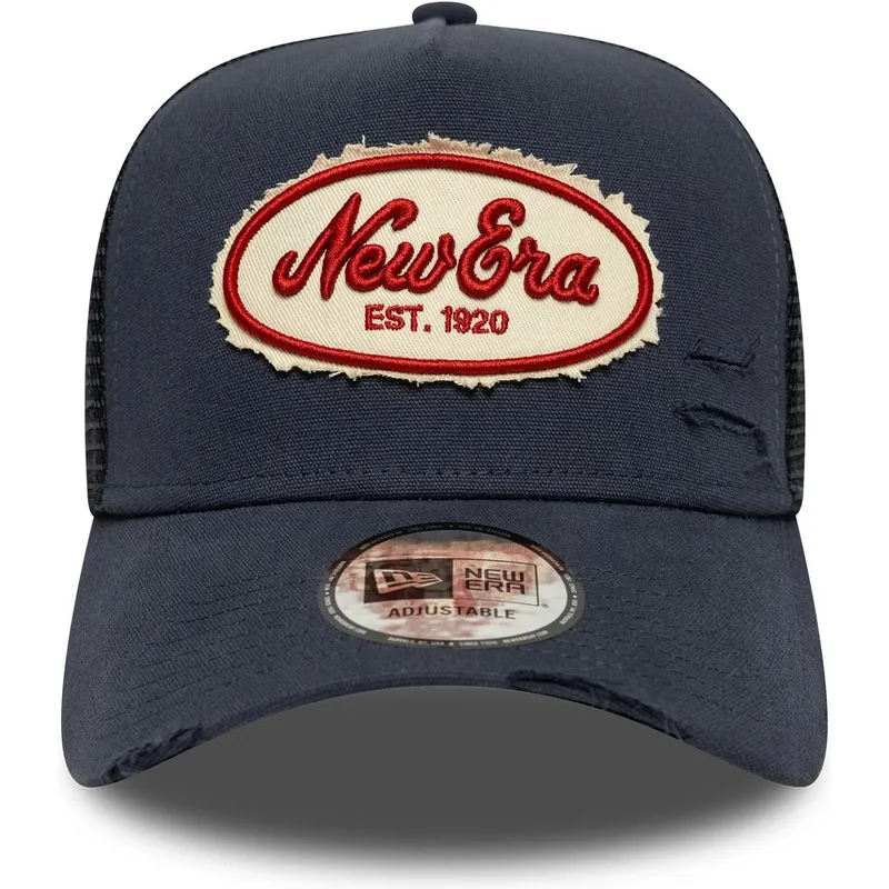 kepure-islenkta-tamsiai-melyna-snapback-a-frame-oval-canvas-distress-new-era