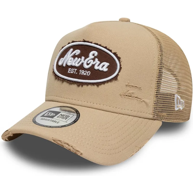 kepure-islenkta-ruda-snapback-a-frame-oval-canvas-distress-new-era