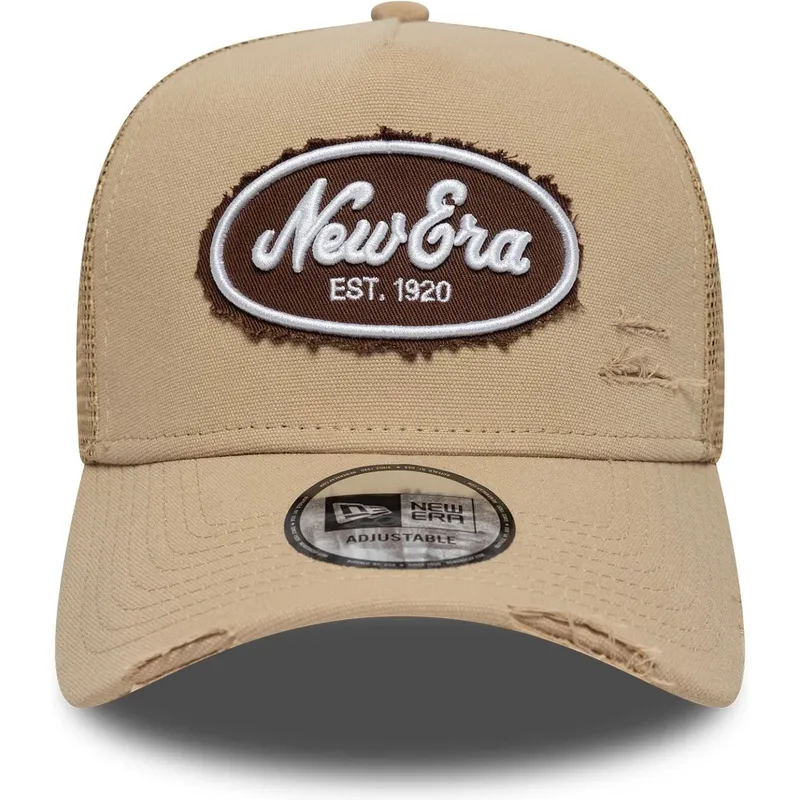 kepure-islenkta-ruda-snapback-a-frame-oval-canvas-distress-new-era