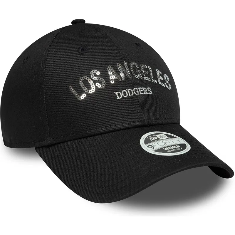 kepure-islenkta-juoda-reguliuojamas-9forty-sequin-wordmark-los-angeles-dodgers-mlb-new-era