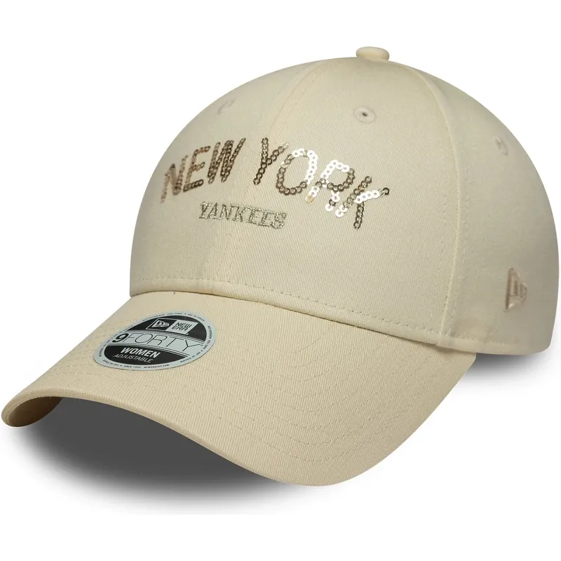 cap-islenkta-beige-adjustable-strap-9forty-sequin-wordmark-new-york-yankees-mlb-new-era cap-islenkta-beige-adjustable-strap-9forty-sequin-wordmark-new-york-yankees-mlb-new-era