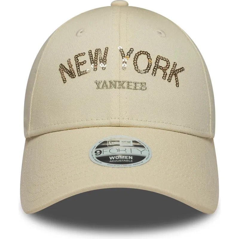 cap-islenkta-beige-adjustable-strap-9forty-sequin-wordmark-new-york-yankees-mlb-new-era cap-islenkta-beige-adjustable-strap-9forty-sequin-wordmark-new-york-yankees-mlb-new-era