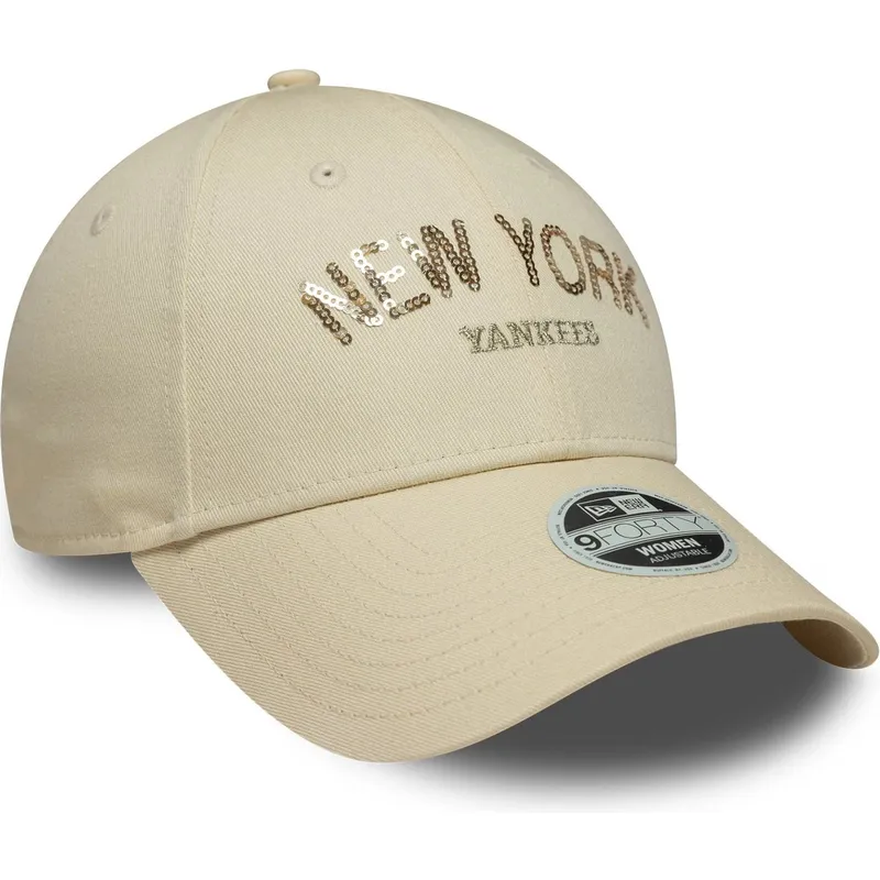 cap-islenkta-beige-adjustable-strap-9forty-sequin-wordmark-new-york-yankees-mlb-new-era cap-islenkta-beige-adjustable-strap-9forty-sequin-wordmark-new-york-yankees-mlb-new-era