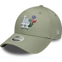 cap-islenkta-green-adjustable-strap-claro-9forty-floral-icon-los-angeles-dodgers-mlb-new-era