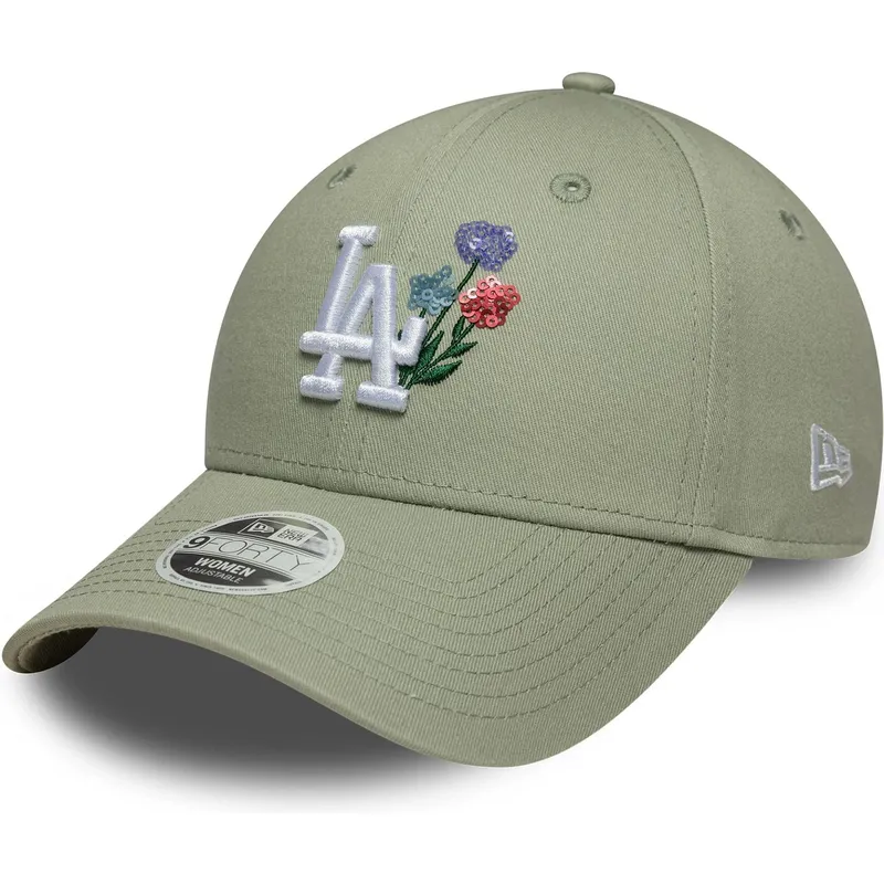 cap-islenkta-green-adjustable-strap-claro-9forty-floral-icon-los-angeles-dodgers-mlb-new-era