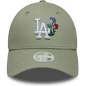 cap-islenkta-green-adjustable-strap-claro-9forty-floral-icon-los-angeles-dodgers-mlb-new-era