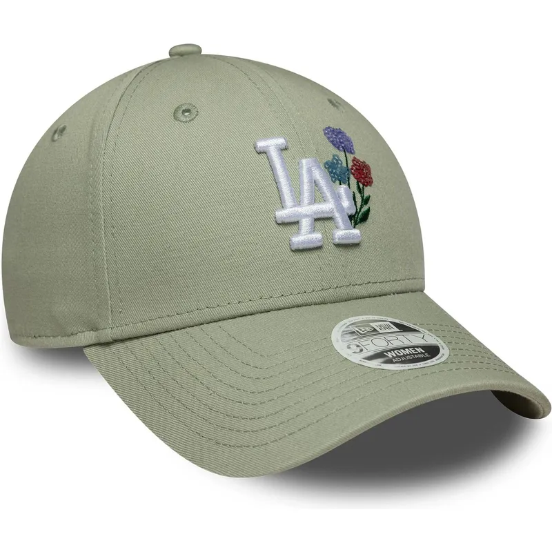 cap-islenkta-green-adjustable-strap-claro-9forty-floral-icon-los-angeles-dodgers-mlb-new-era