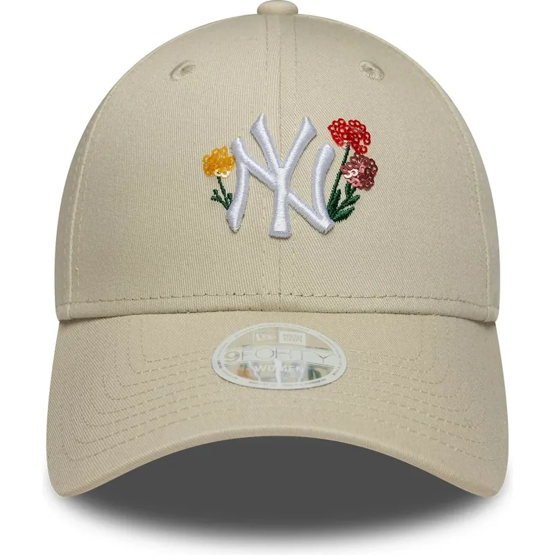 new-era-curved-brim-women-9forty-floral-icon-new-york-yankees-mlb-beige-adjustable-cap