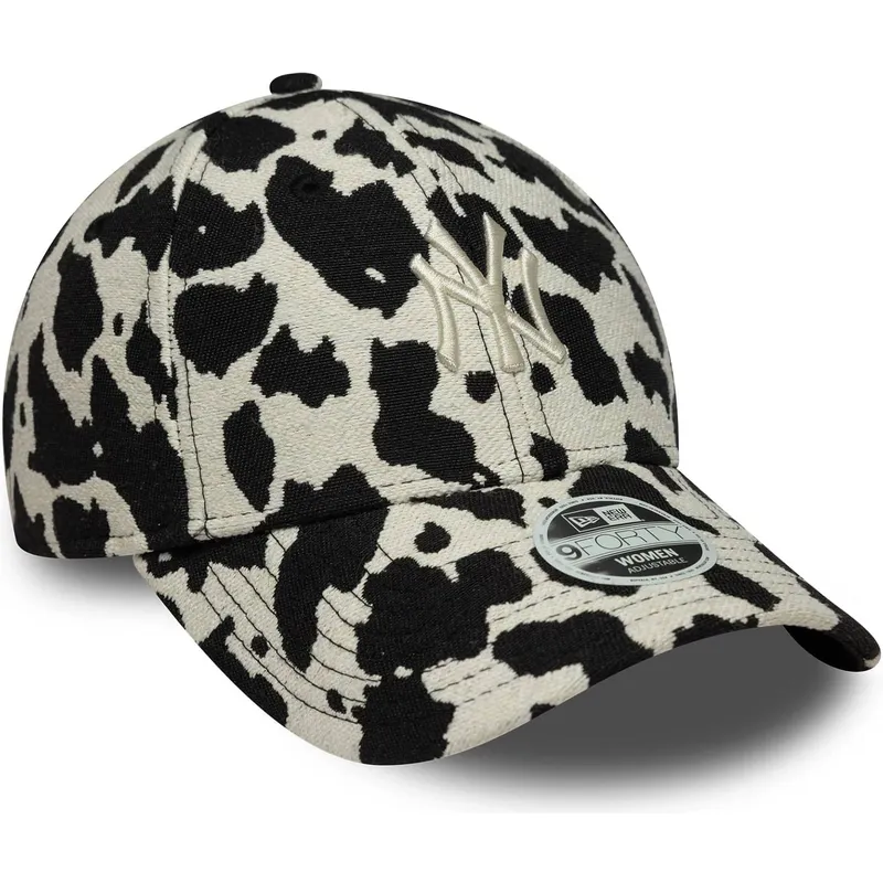 new-era-curved-brim-women-9forty-cow-midi-new-york-yankees-mlb-black-and-white-adjustable-cap