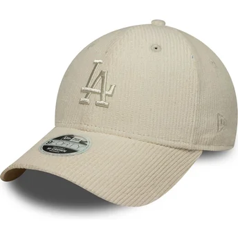 Beżowa regulowana czapka z daszkiem z beżowym logo dla kobiet 9FORTY M-Crown Pastel Cord Los Angeles Dodgers MLB New Era