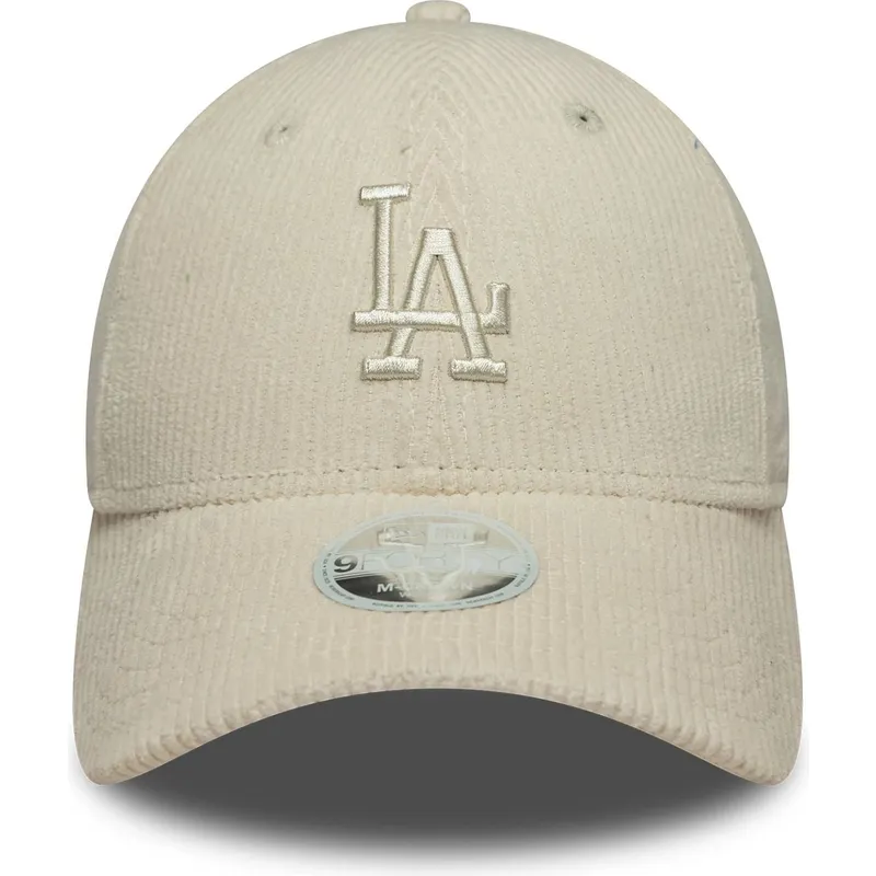 bezowa-regulowana-czapka-z-daszkiem-z-bezowym-logo-dla-kobiet-9forty-m-crown-pastel-cord-los-angeles-dodgers-mlb-new-era