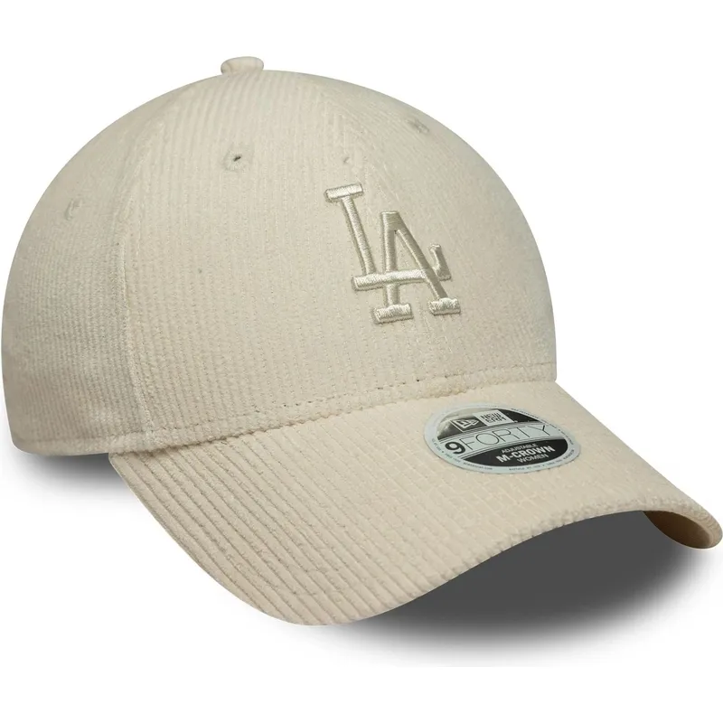gorra-curva-beige-ajustable-con-logo-beige-para-mujer-9forty-m-crown-pastel-cord-de-los-angeles-dodgers-mlb-de-new-era