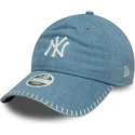 kepure-islenkta-melyna-reguliuojama-juostele-9twenty-denim-stitch-new-york-yankees-mlb-new-era