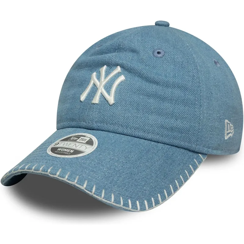kepure-islenkta-melyna-reguliuojama-juostele-9twenty-denim-stitch-new-york-yankees-mlb-new-era