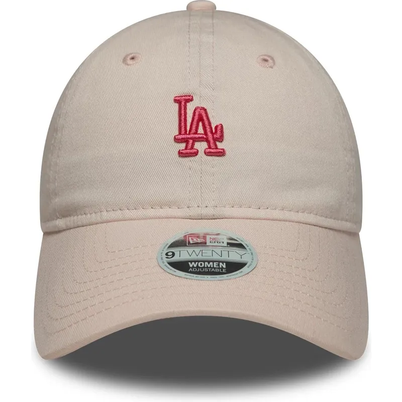 new-era-curved-brim-women-9twenty-washed-mini-los-angeles-dodgers-mlb-pink-adjustable-cap