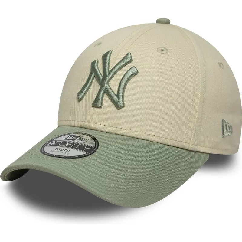 czapka-z-daszkiem-bezowo-zielona-regulowana-dla-chlopca-9forty-league-essential-new-york-yankees-mlb-new-era