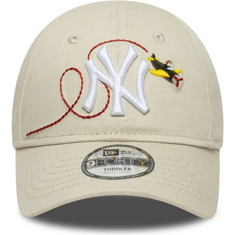 new-era-curved-brim-toddler-9forty-plane-icon-new-york-yankees-mlb-beige-adjustable-cap