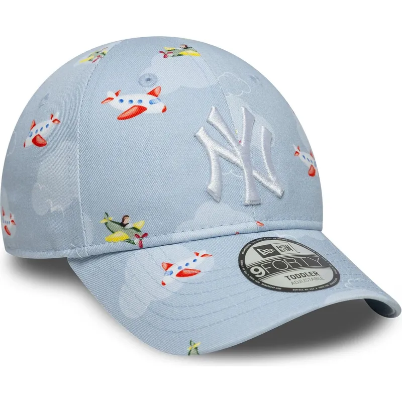 kepure-islenkta-melyna-reguliuojama-juostele-vaikams-claro-pequeno-9forty-plane-all-over-print-new-york-yankees-mlb-new-era