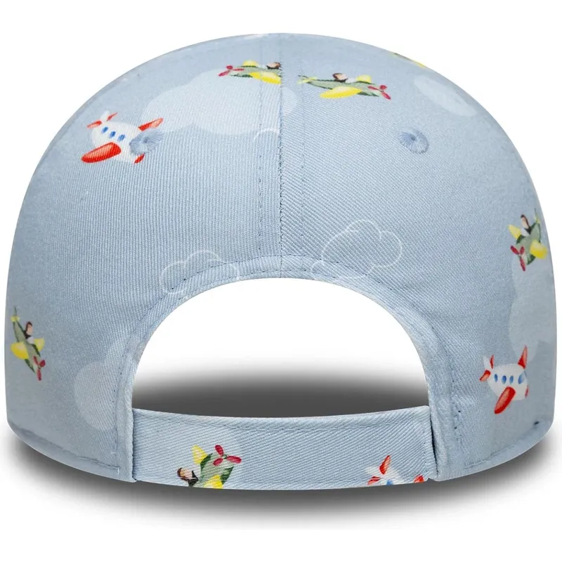 kepure-islenkta-melyna-reguliuojama-juostele-vaikams-claro-pequeno-9forty-plane-all-over-print-new-york-yankees-mlb-new-era