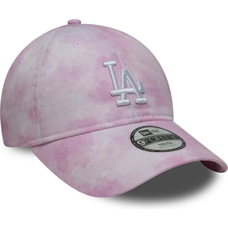 cap-islenkta-pink-adjustable-strap-vaikams-9twenty-tie-dye-los-angeles-dodgers-mlb-new-era