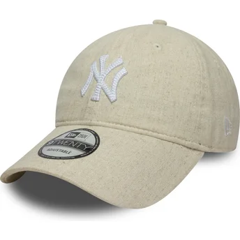 Cap išlenkta beige adjustable strap 9TWENTY Linen New York Yankees MLB New Era