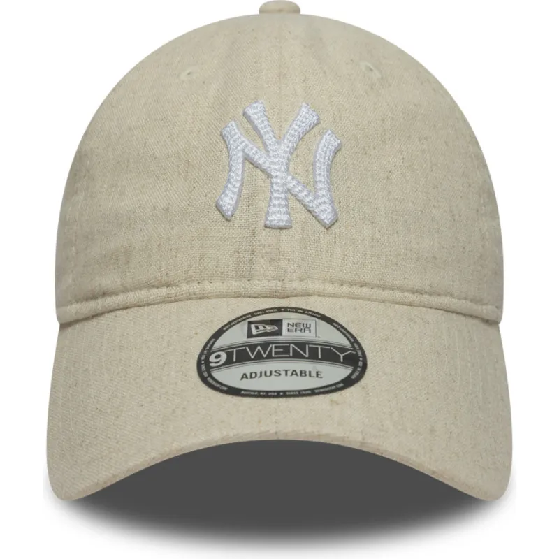 new-era-curved-brim-9twenty-linen-new-york-yankees-mlb-beige-adjustable-cap