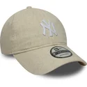 bezowa-regulowana-czapka-z-zakrzywionym-daszkiem-9twenty-linen-new-york-yankees-mlb-new-era