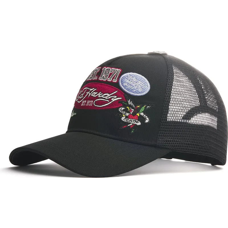 kepure-islenkta-juoda-snapback-est-1971-varsity-ed-hardy