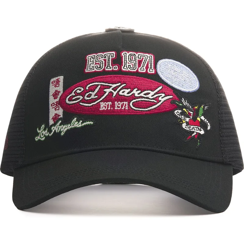 kepure-islenkta-juoda-snapback-est-1971-varsity-ed-hardy