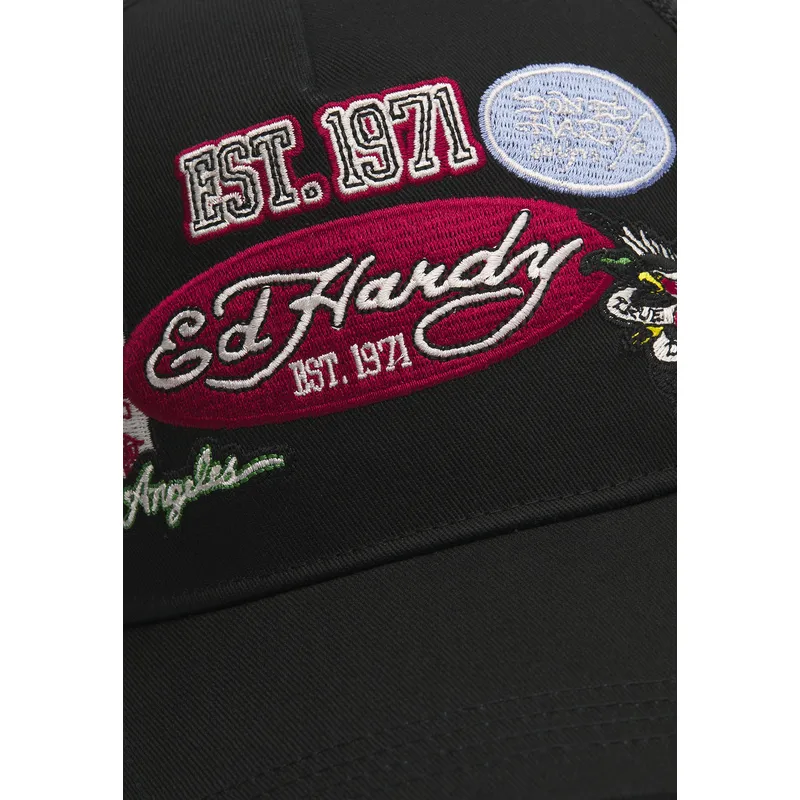 kepure-islenkta-juoda-snapback-est-1971-varsity-ed-hardy