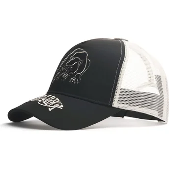 Ed Hardy Contrast Stitch Panther Graphic Black Trucker Hat