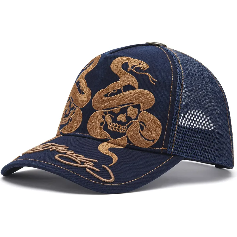 kepure-islenkta-tamsiai-melyna-snapback-skull-and-snakes-graphic-ed-hardy kepure-islenkta-tamsiai-melyna-snapback-skull-and-snakes-graphic-ed-hardy