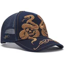 kepure-islenkta-tamsiai-melyna-snapback-skull-and-snakes-graphic-ed-hardy