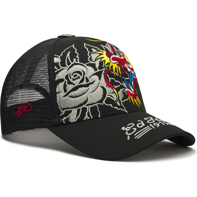 czapka-trucker-czarna-dragon-and-roses-graphic-ed-hardy
