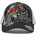 kepure-islenkta-juoda-snapback-1971-koi-fish-ed-hardy