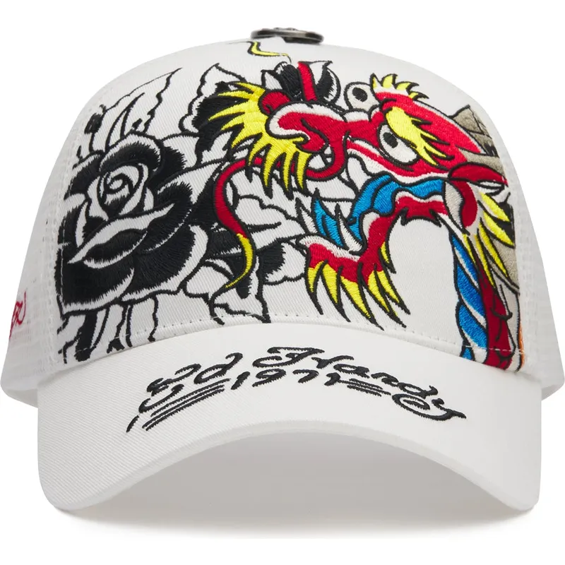 czapka-trucker-biala-1971-dragon-and-roses-ed-hardy