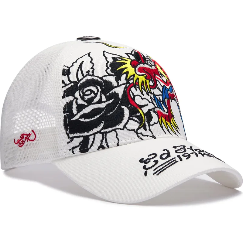 czapka-trucker-biala-1971-dragon-and-roses-ed-hardy