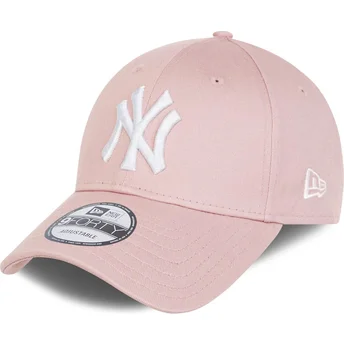 new-era-curved-brim-white-logo-9forty-league-essential-new-york-yankees-mlb-light-pink-adjustable-cap