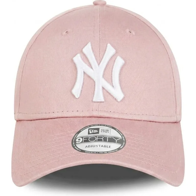 rozowa-regulowana-czapka-z-zakrzywionym-daszkiem-z-rozowym-logo-9forty-league-essential-new-york-yankees-mlb-new-era